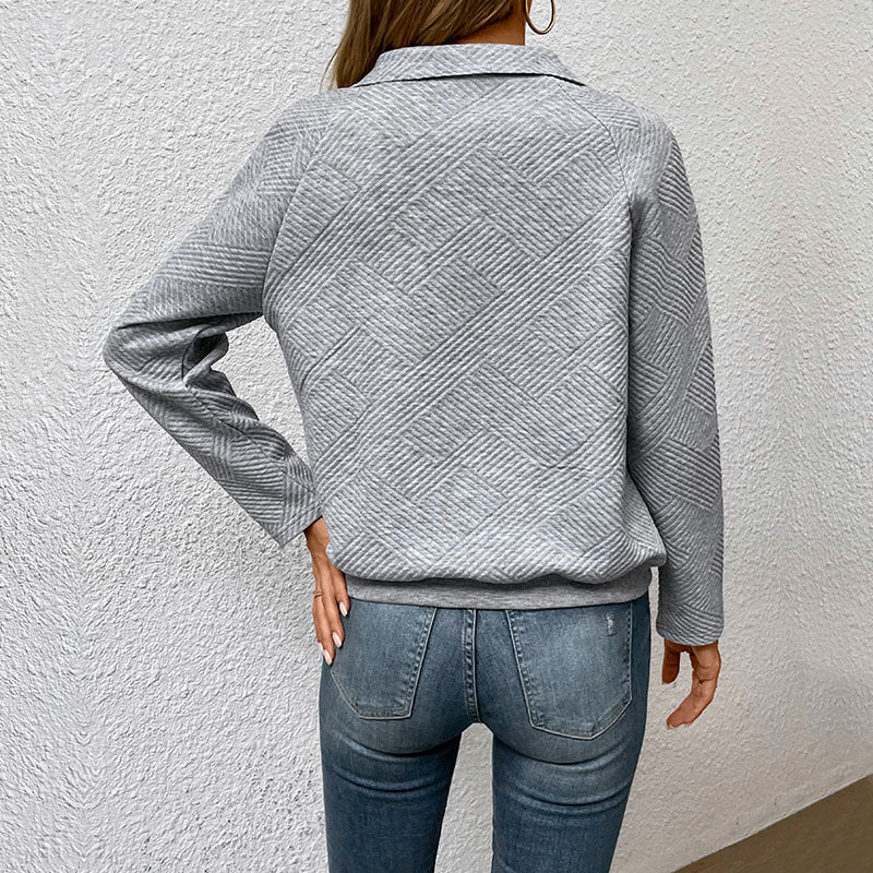 Women's Long Sleeve Textured Sweatshirt, Loose Fit Casual Pullover with Pocket