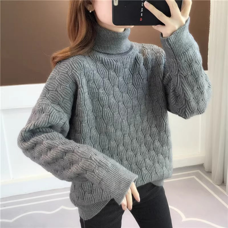 Casual Thickened Turtleneck Pullover Sweater Slimming Knitwear