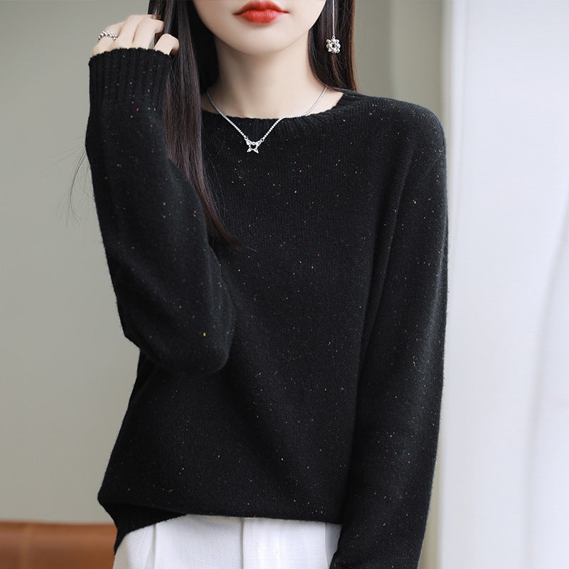 Women's Loose Polka Dot Round Neck Knit Sweater
