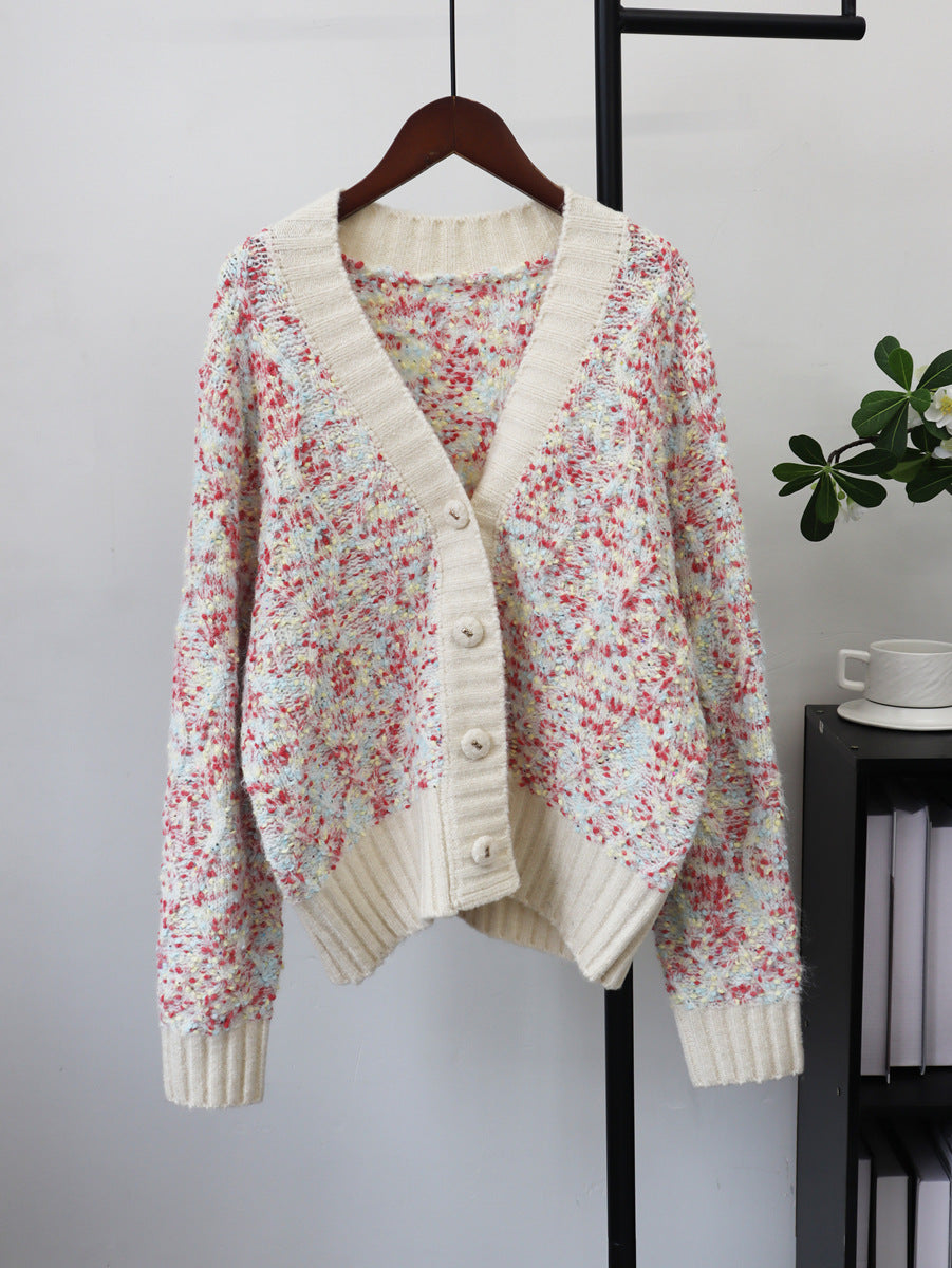 Loose V-neck sweater for women
