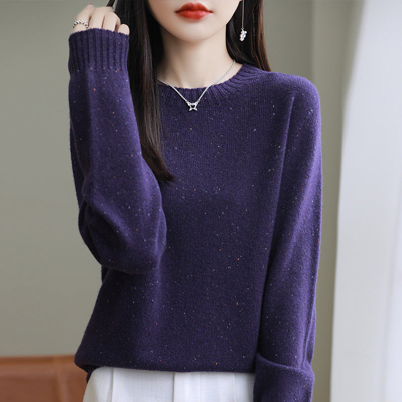Women's Loose Polka Dot Round Neck Knit Sweater