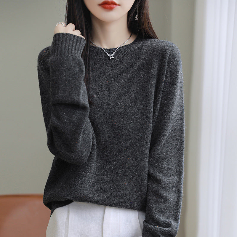 Women's Loose Polka Dot Round Neck Knit Sweater