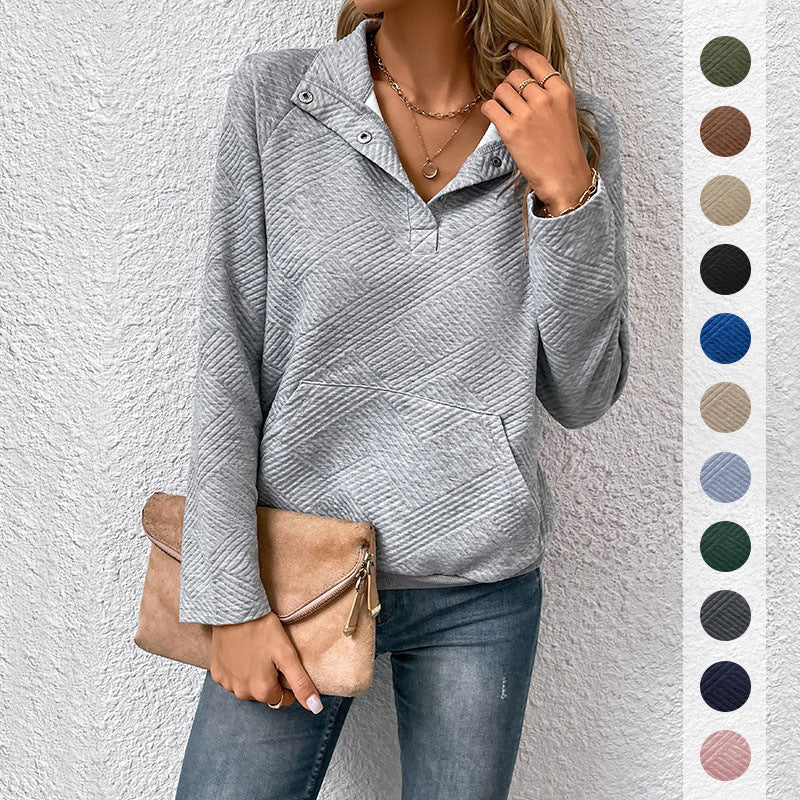 Women's Long Sleeve Textured Sweatshirt, Loose Fit Casual Pullover with Pocket