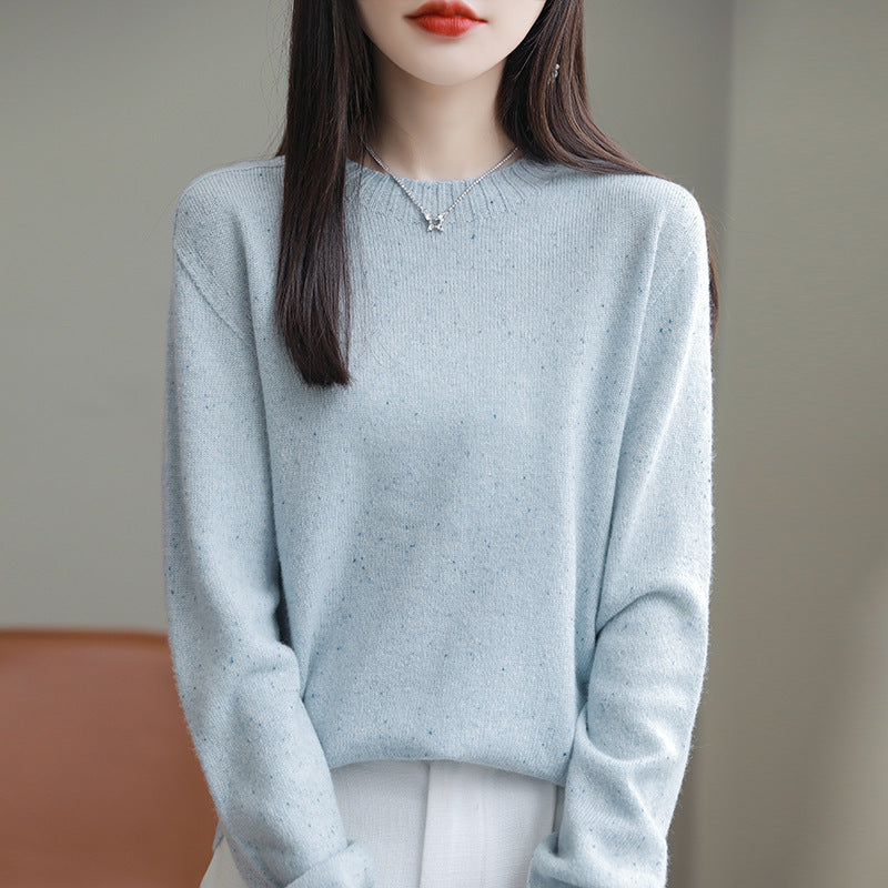 Women's Loose Polka Dot Round Neck Knit Sweater