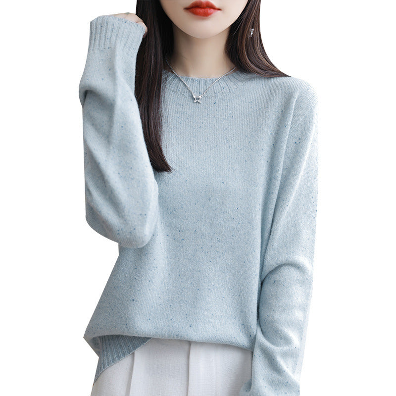 Women's Loose Polka Dot Round Neck Knit Sweater