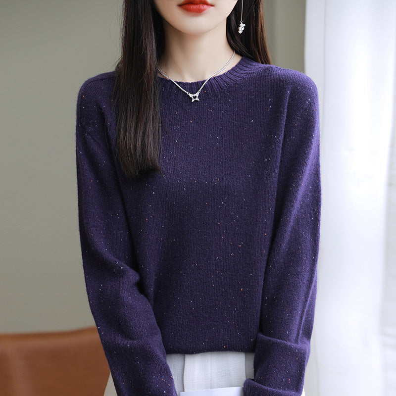 Women's Loose Polka Dot Round Neck Knit Sweater