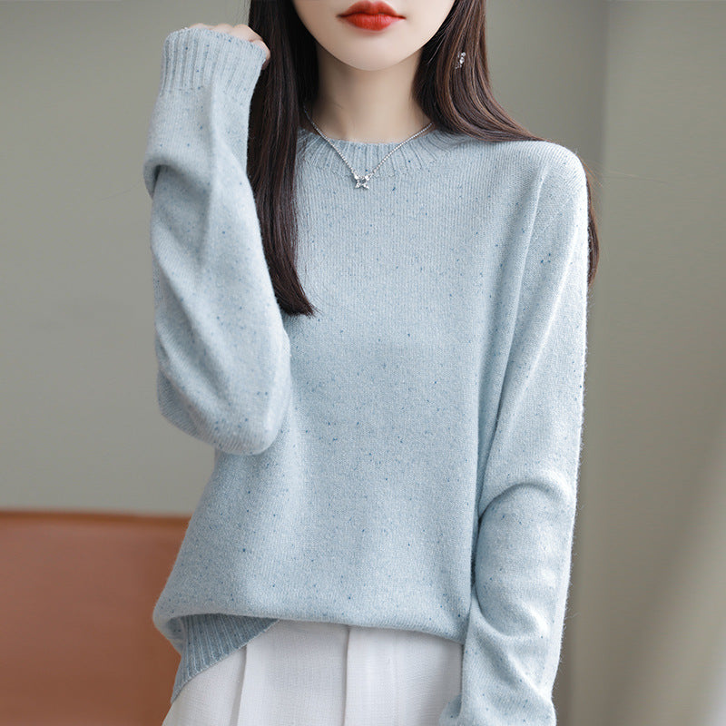 Women's Loose Polka Dot Round Neck Knit Sweater