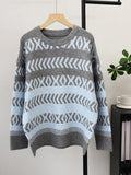 Round neck sequined loose sweater for women