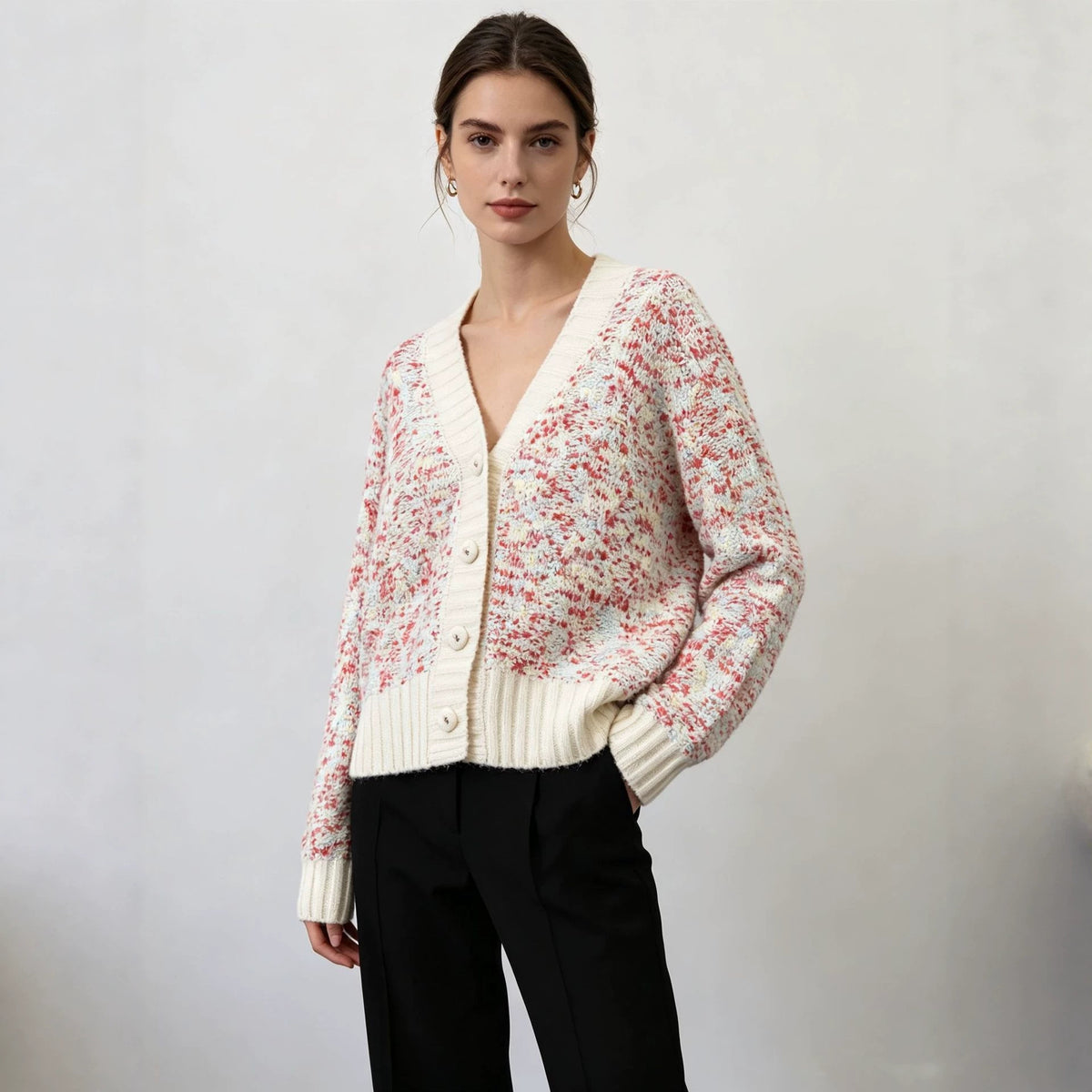 Loose V-neck sweater for women
