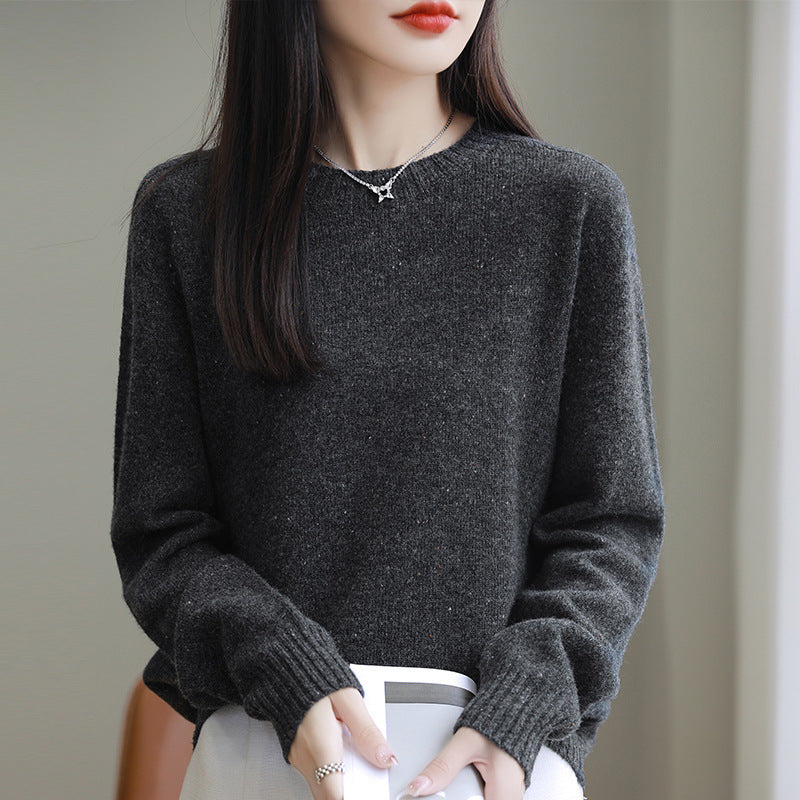 Women's Loose Polka Dot Round Neck Knit Sweater