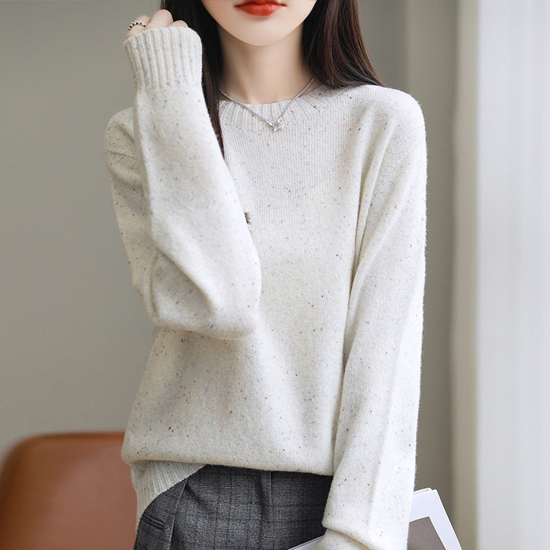 Women's Loose Polka Dot Round Neck Knit Sweater