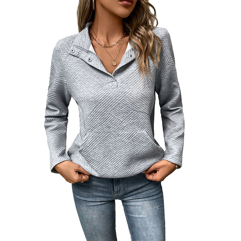 Women's Long Sleeve Textured Sweatshirt, Loose Fit Casual Pullover with Pocket