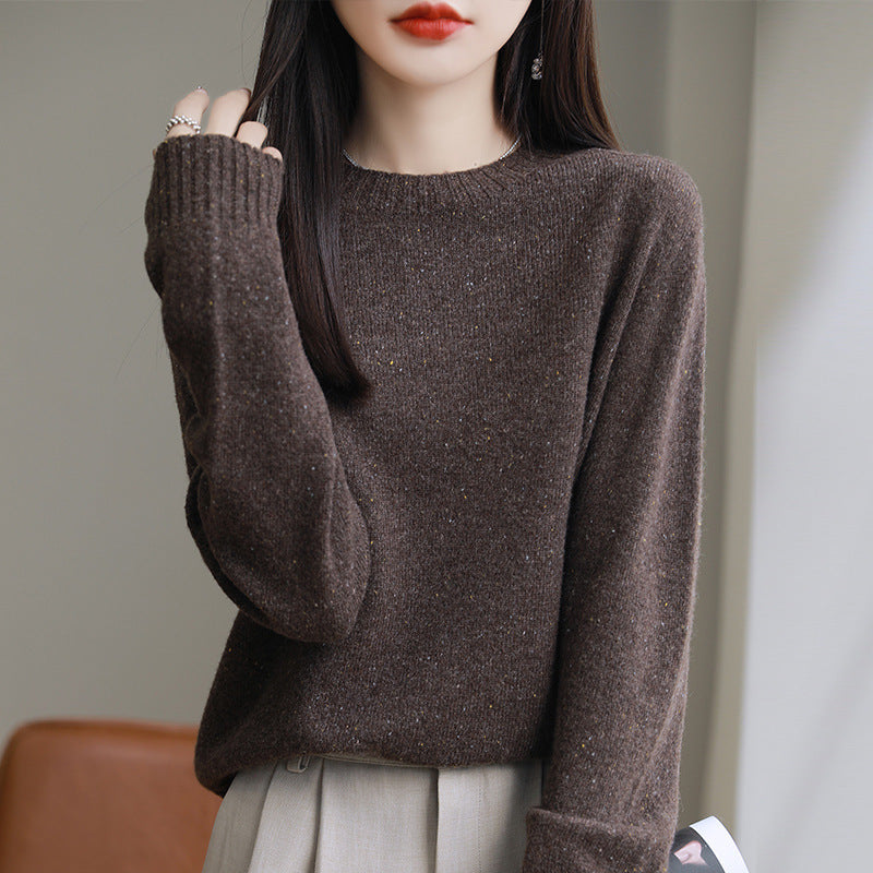 Women's Loose Polka Dot Round Neck Knit Sweater
