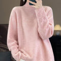 Vintage Jacquard Long Sleeve Mock Neck Women's Thickened Loose Knit Top